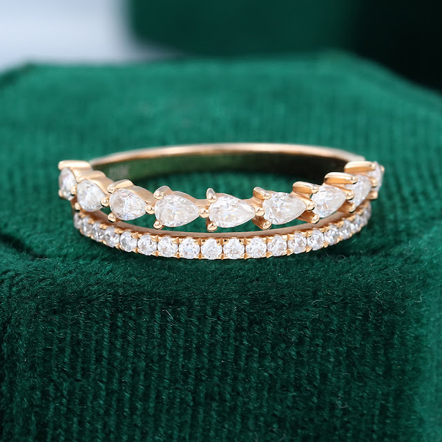 Rose Gold Unique Moissanite Anniversary Ring