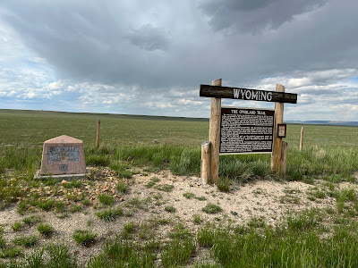 Overland Trail historic marker and information board near Laramie