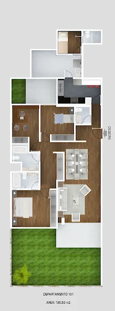 PLANOS DE DEPARTAMENTOS EN 200M2