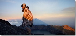 This picture was taken during the Rinjani volcano trek on Lombok Island in Indonesia at sunrise. (Photo and caption by David Bismuth)