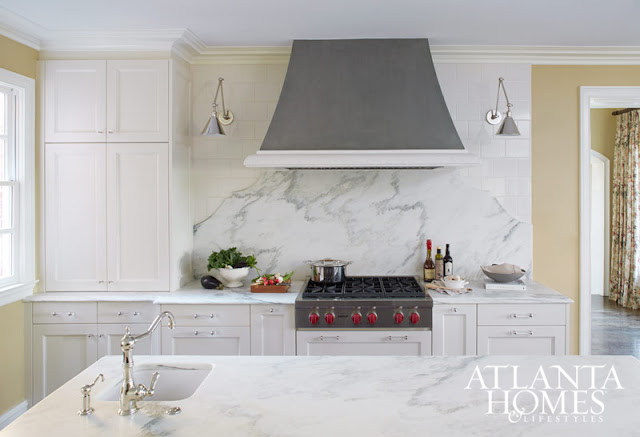 Inspiring and beautiful white modern farmhouse kitchen design via Hello Lovely Studio