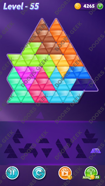 Block! Triangle Puzzle 10 Mania Level 55 Solution, Cheats, Walkthrough for Android, iPhone, iPad and iPod
