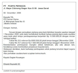 Contoh dan Cara Menyusun Surat Penagihan