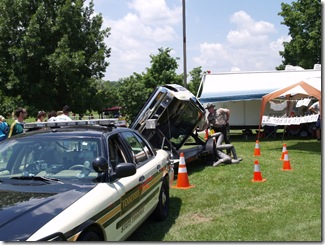 This is where the State Troopers had an exhibit of a car rolling with the driver not buckled up to show the kids how a person is thrown out of the vehicle if  not wearing a seatbelt.