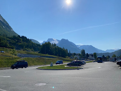 Loen skylift parking lot in Olden, Norway