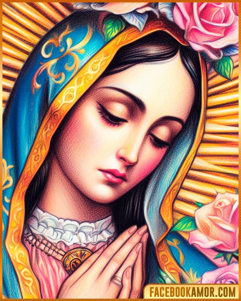 Bonito dibujo a color virgen de guadalupe