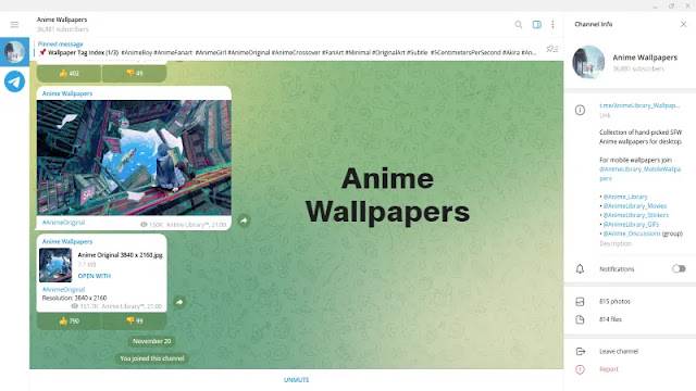 Wallpapers on Telegram Channel.
