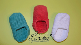 Baza szydełkowego bucika dziecięcego w różnych kolorach, Crochet Bootie base pattern 
