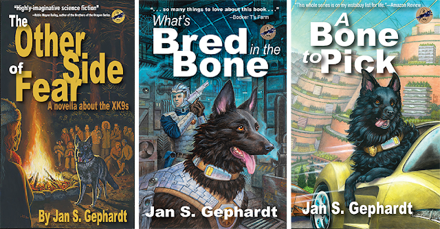 Covers for “The Other Side of Fear,” “What’s Bred in the Bone,” and “ A Bone to Pick.”