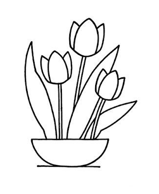 Flores para desenhar e colorir no papel - desenhos de Tulipa