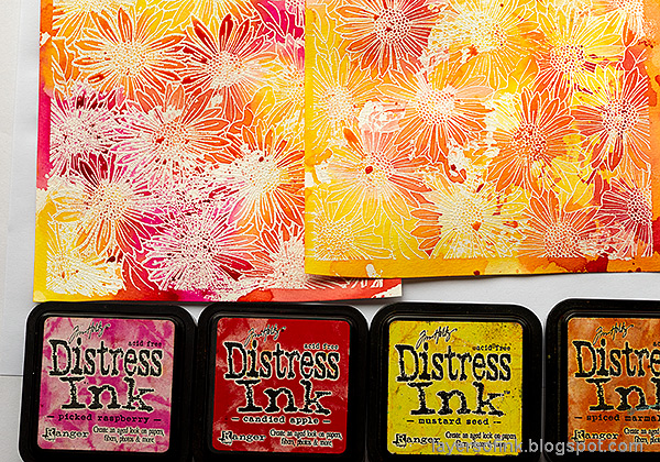 Layers of ink - Gerbera Daisy Watercolor Cards by Anna-Karin Evaldsson. Color with Distress Ink.