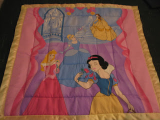 Princess back of Nemo themed fluffy comforter style baby quilt with satin binding