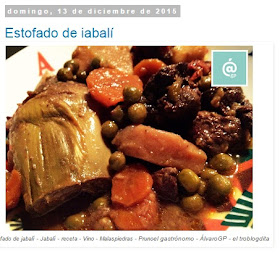 Recetas TOP10 de el gastrónomo en enero 2016 - ÁlvaroGP - Álvaro García Receta Estofado de jabalí maridado con Pruno