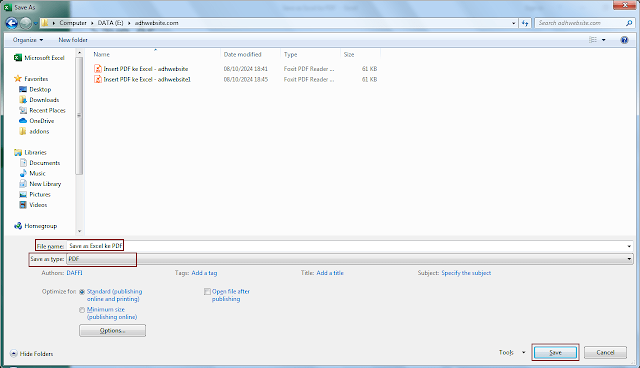 Menyimpan Excel ke PDF Menggunkan Save As
