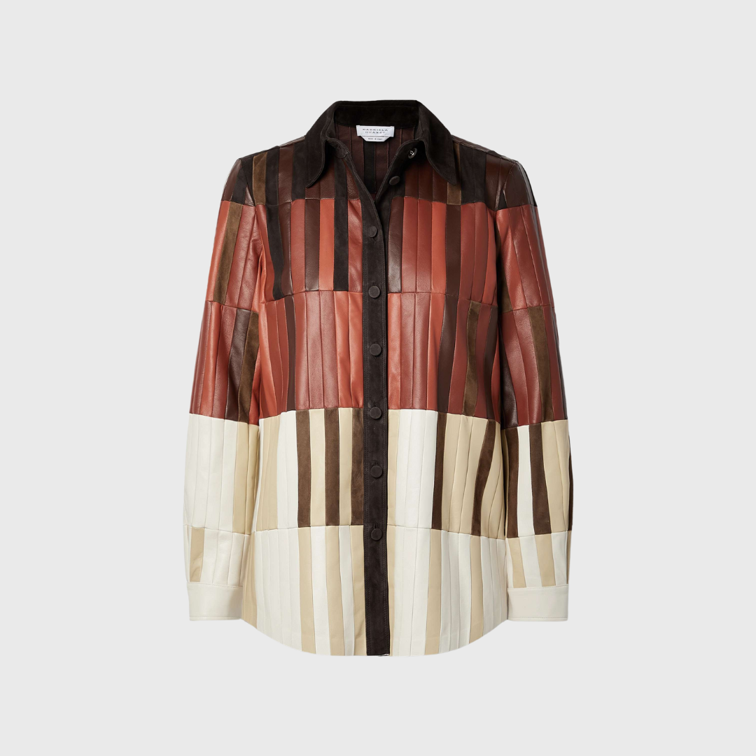 campos paneled leather and suede shirt