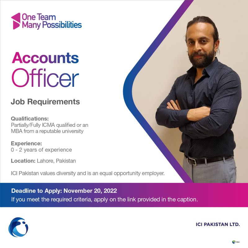 ICI Pakistan Ltd. is hiring an Accounts Officer