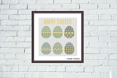 Easter eggs ornament cross stitch pattern, Tango Stitch