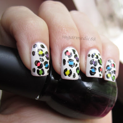 80s Neon Bright Leopard Print Nails