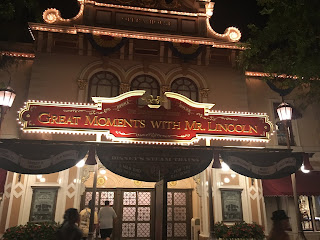 Great Moments with Mr. Lincoln Facade Disneyland at Night