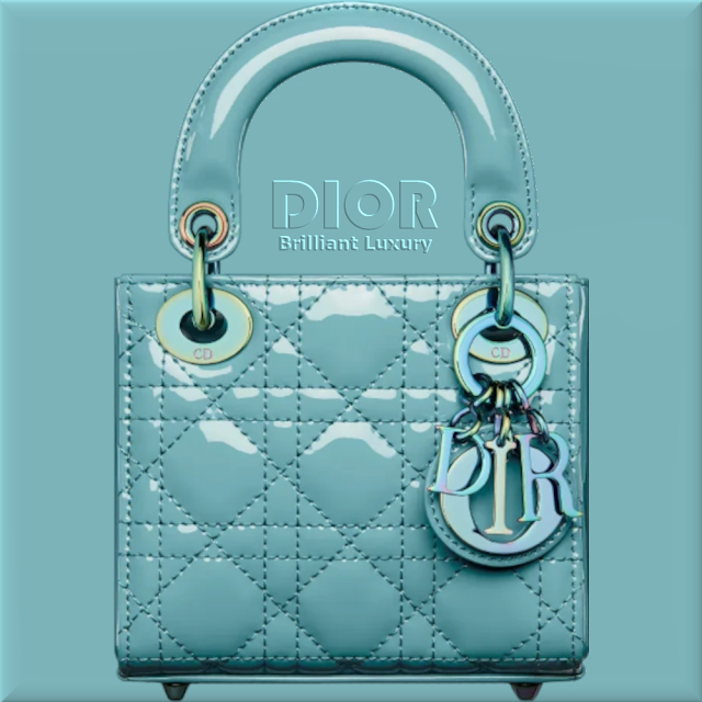 ♦Azure blue patent cannage calfskin micro Lady Dior bag #dior #bags #blue #brilliantluxury