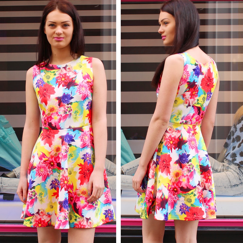 http://www.pinkcadillac.co.uk/Bright-Floral-Skater-Dress