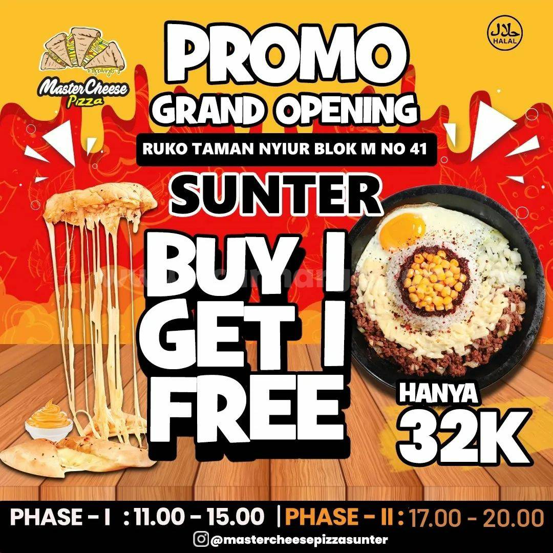 MASTERCHEESE PIZZA SUNTER Promo Grand Opening BELI 1 GRATIS*