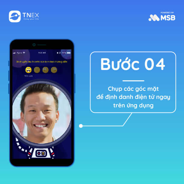 Chụp góc mặt trên ứng dụng nhận dạng điện tử tnex