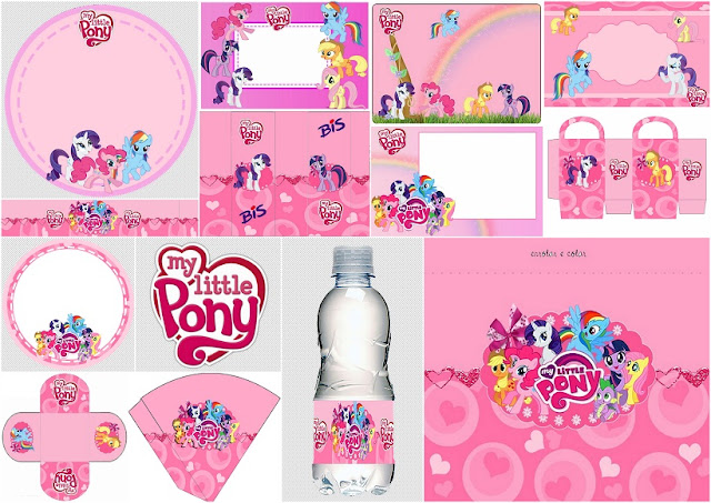 My Little Pony: Kit en Rosa para Imprimir Gratis.