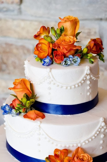 decoracao Casamento Azul e Laranja