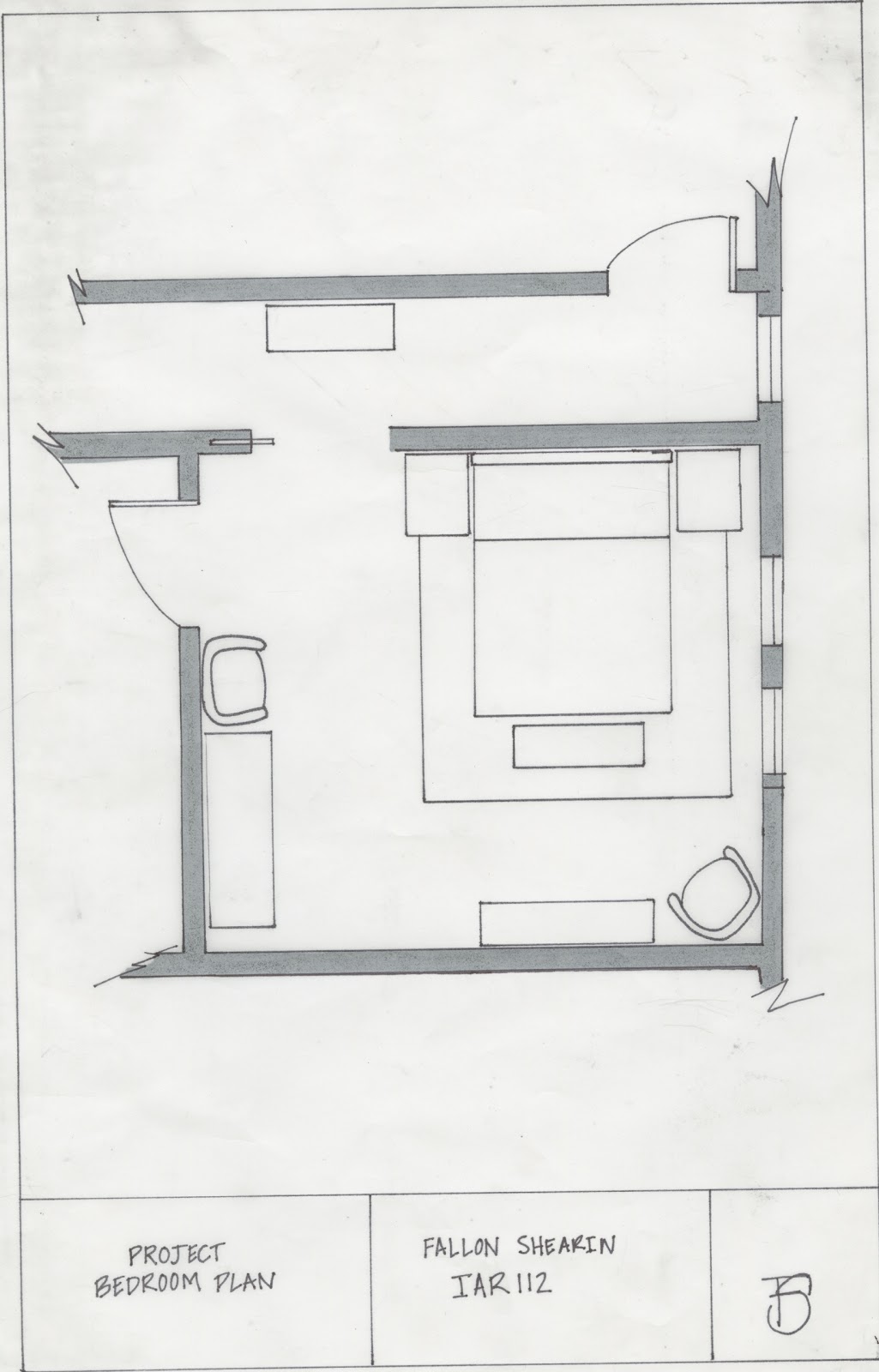Fallon Shearin Design: Project2.2 Bedroom in Block Drawing and Plan