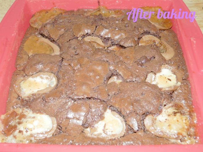 Creme Egg Brownie After Baking 