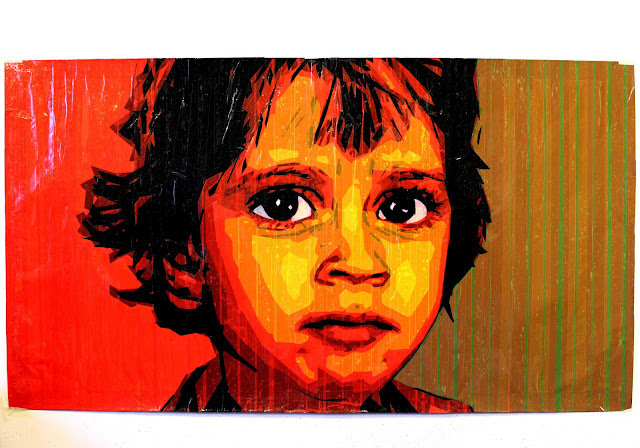 tape art tapeart portrait big eyes boy 