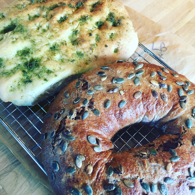 Freshly baked Picnic Loaf and Focaccia