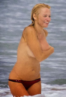 Pamela Anderson Red Bikini Biarritz France