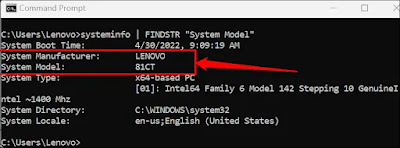 Find Pc model Number using command prompt 2