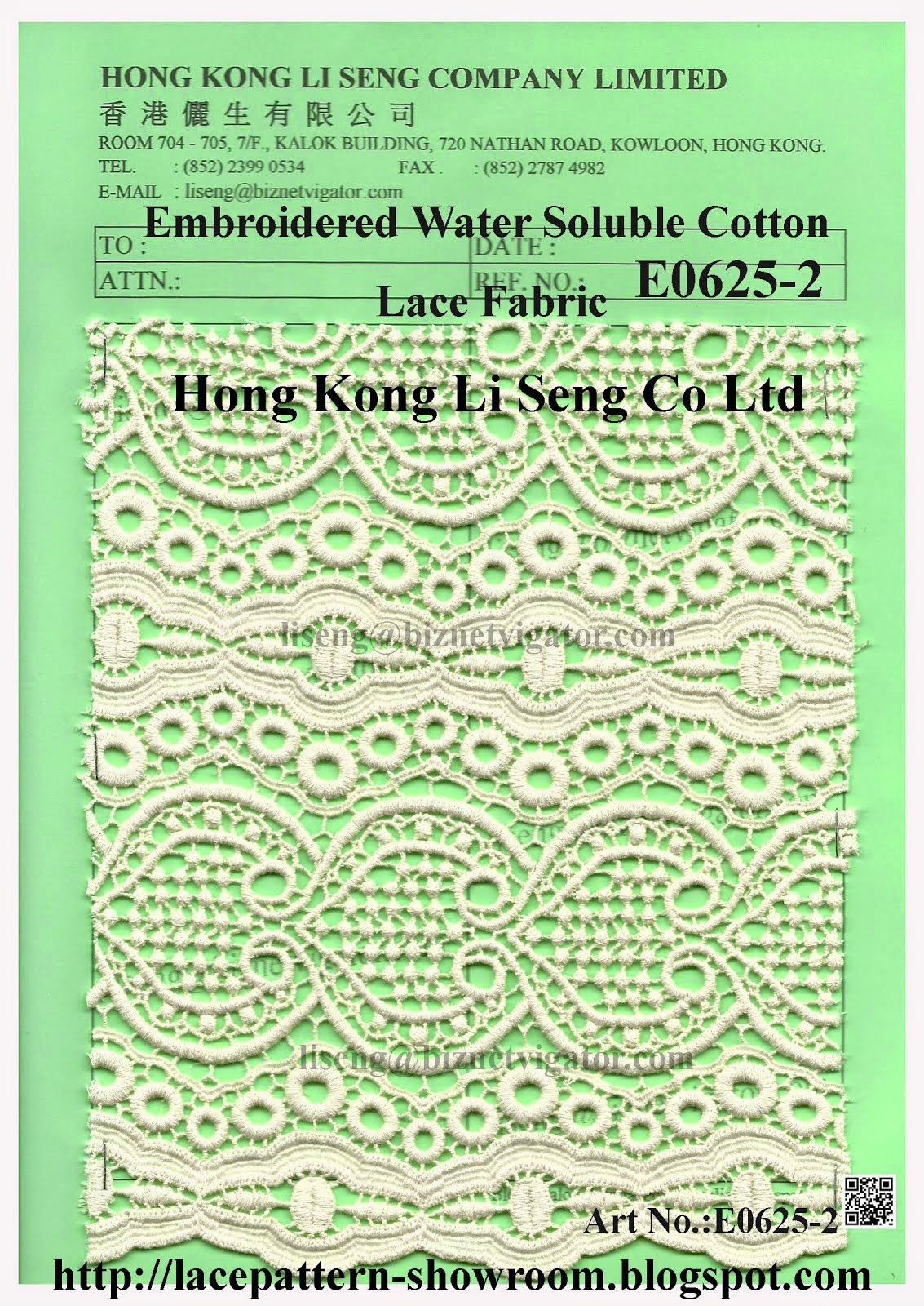 Embroidered Cotton Lace Fabric Manufacturer Wholesaler and Supplier - Hong Kong Li Seng Co Ltd