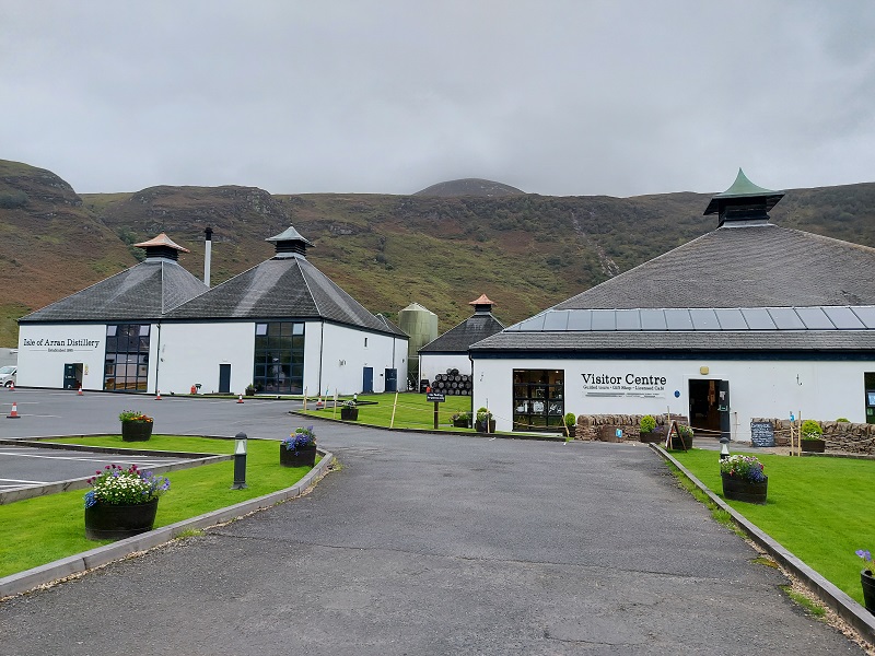 Arran whisky distillery nestled among the hills of Lochranza