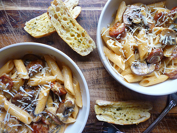 Chorizo and Chestnut Mushroom Carbonara Recipe