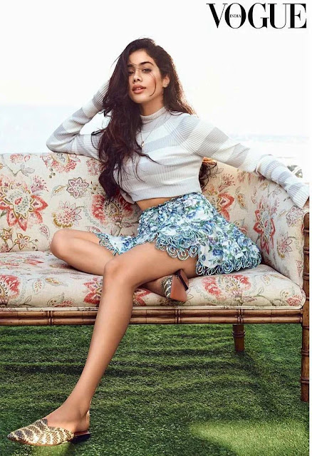 Jhanvi Kapoor posing gracefully for Vogue Magazine