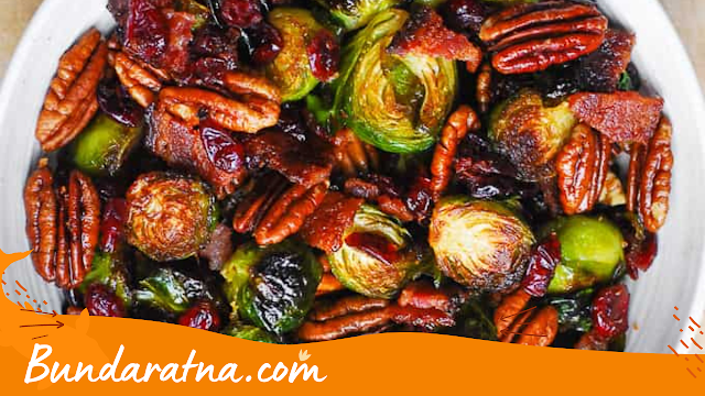 Roasted Brussels sprouts with cranberries and pecans Recipe
