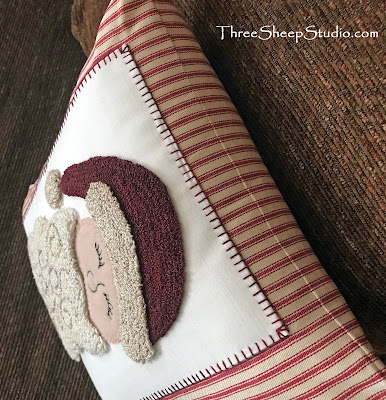 'Jolly Old Fellow' punch needle design using wool applique by Rose Clay at ThreeSheepStudio.com