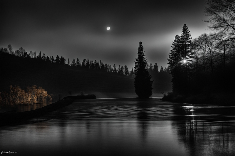 A lake near a forest in the dark illustrating the dream of darkness in Islam