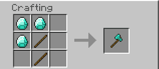 3 Diamonds + 2 Sticks => 1 Diamond Axe