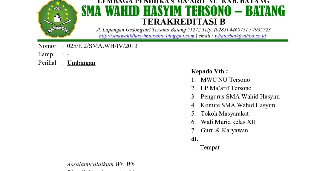 [surat undangan wali murid sma] - 100 images - surat 