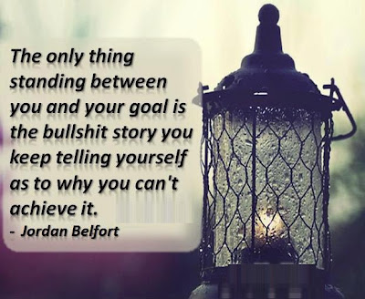 The only thing standing between you and your goal is the bullshit story you keep telling yourself as to why you can't achieve it.

