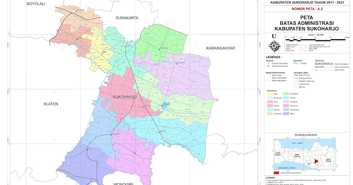 Peta Kabupaten Sukoharjo