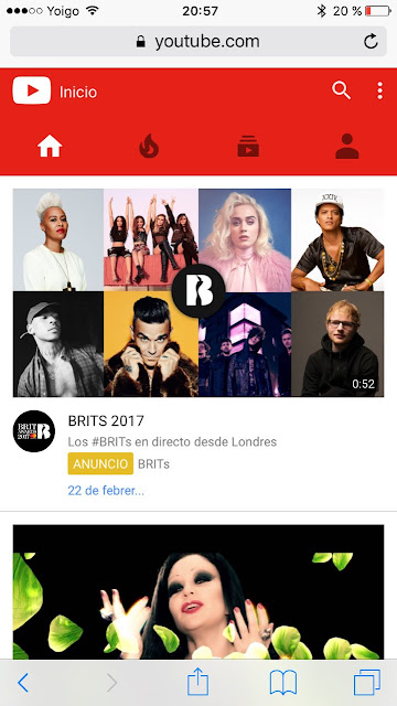 inicio youtube web iphone