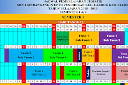 Jadwal Pelajaran Lengkap 1,2,3,4,5 dan 6 SD/MI K13 tahun 2018-2019