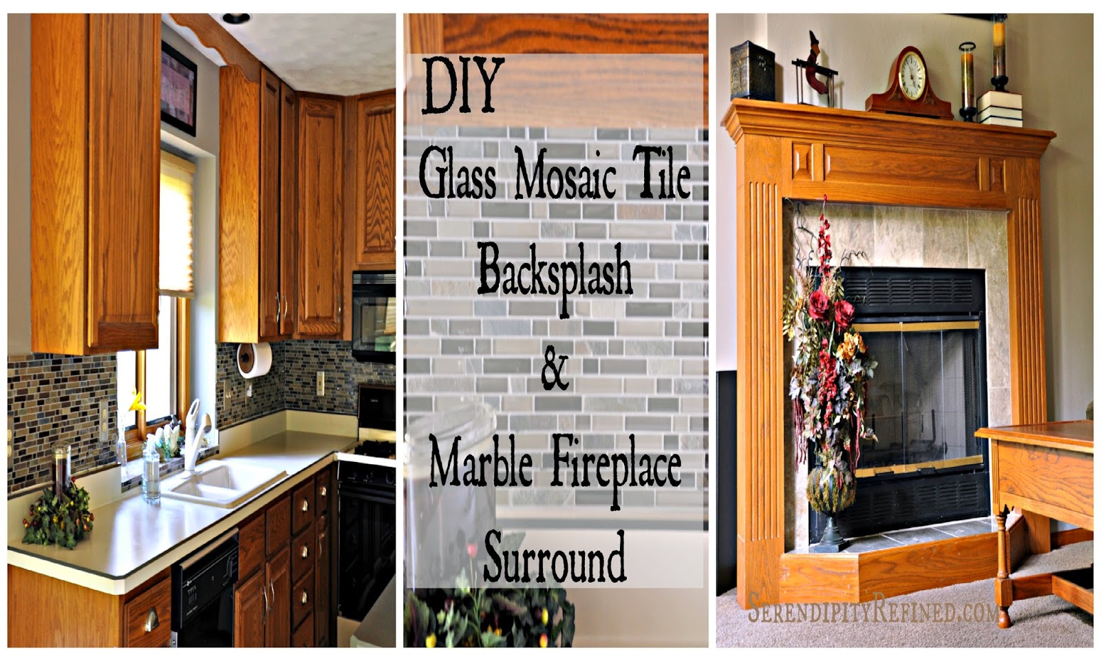 Serendipity Refined Blog DIY Updates Glass Mosaic Tile Kitchen