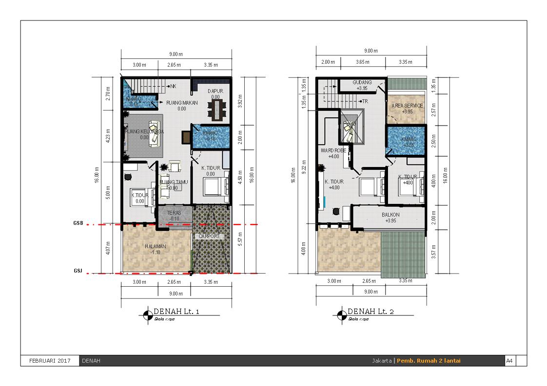 Desain Rumah 2 Lantai Tipe Elegant Di Lahan 9 X 16m Sibambo